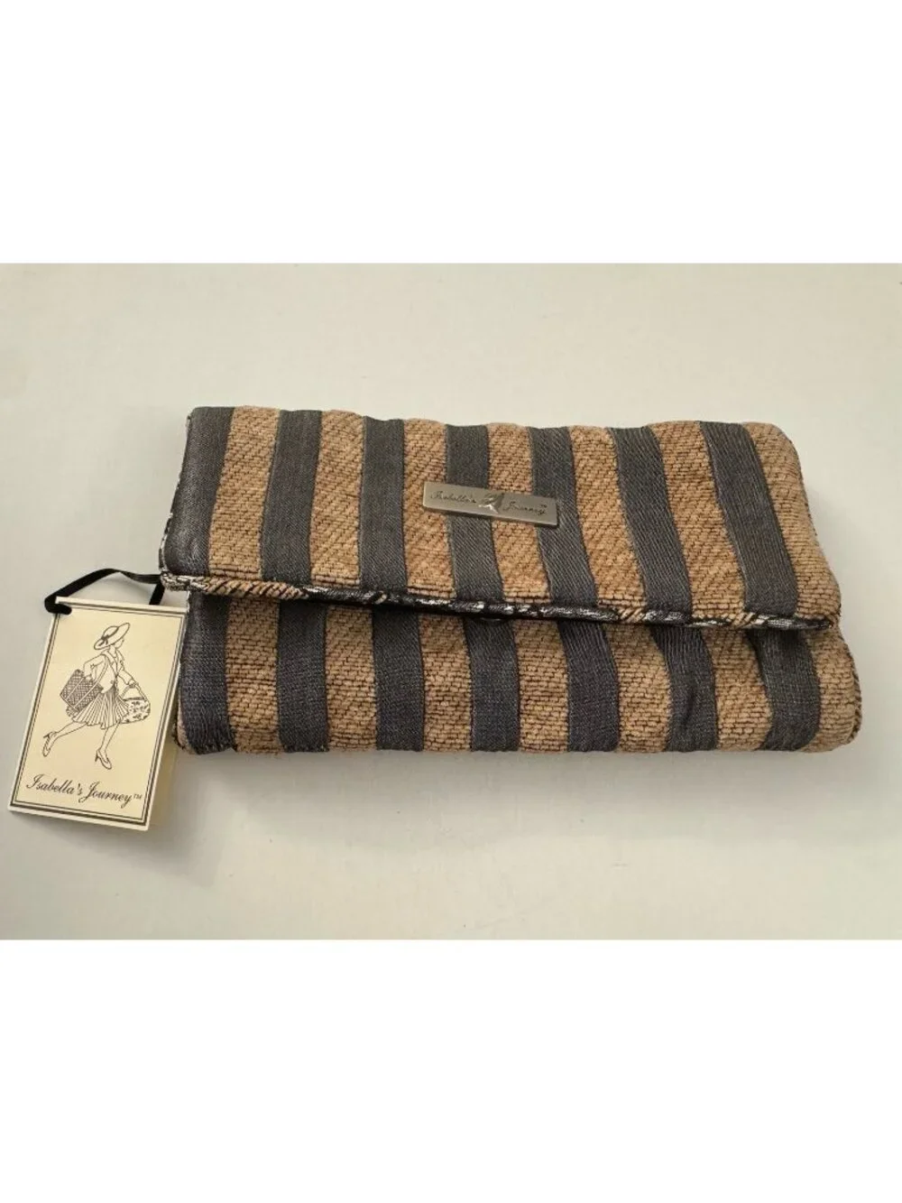 Isabella's Journey Jewelry Case Grey Tapestry Striped LX3